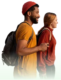 Travellers walking with backpacks