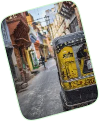 Auto rickshaw in a market lane