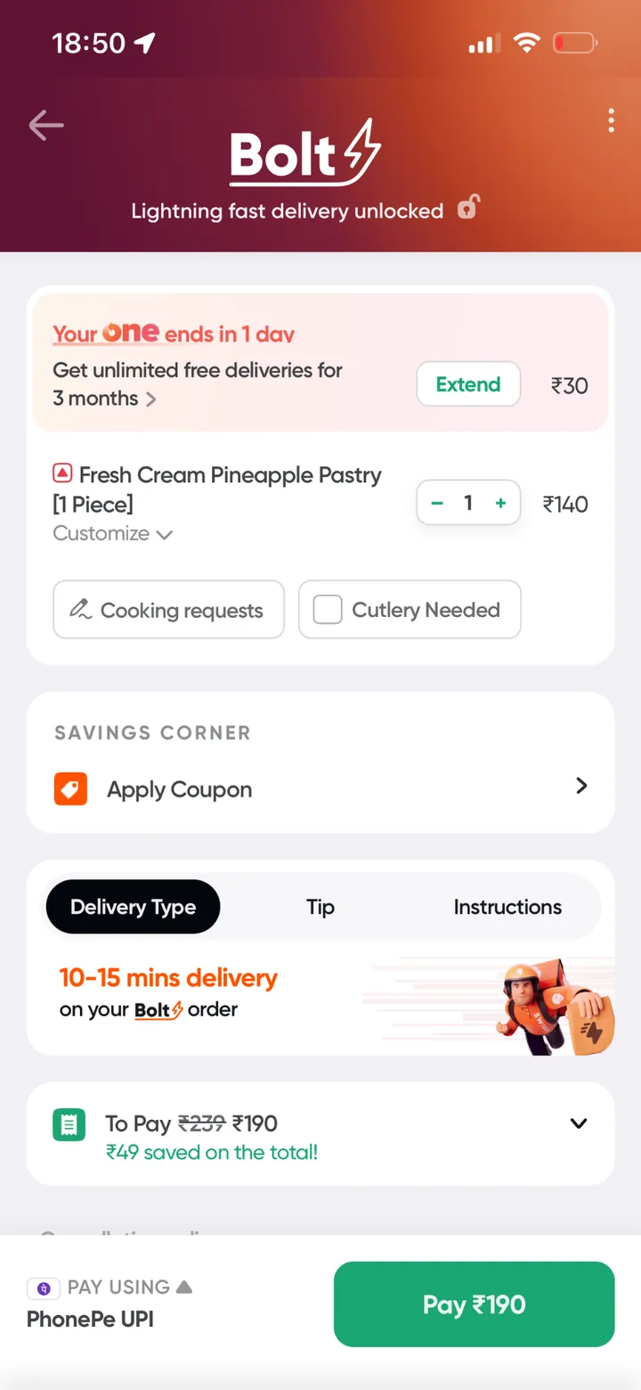 Swiggy guide screenshot for Add Items to Cart