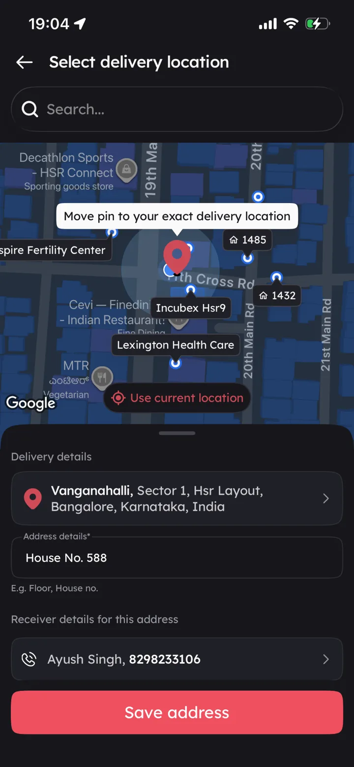 Zomato guide screenshot for Add Delivery Address